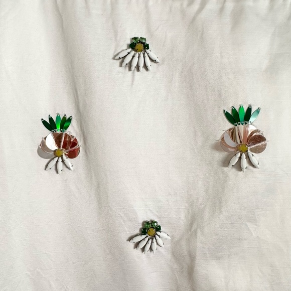 Banana Republic Satiny White Rhinestone Pineapple Embellishment Pencil Skirt - Picture 4 of 8